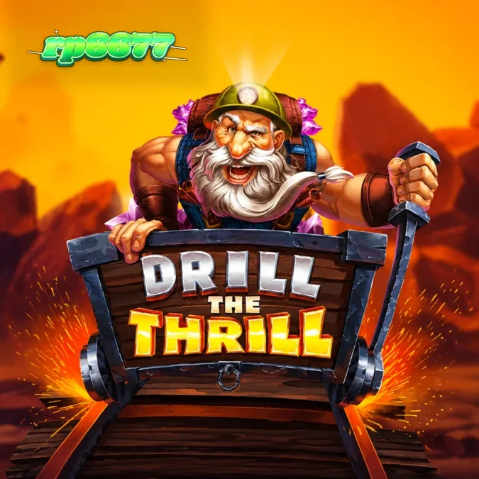 Tampilan visual permainan slot Drill the Thrill dengan tema pertambangan